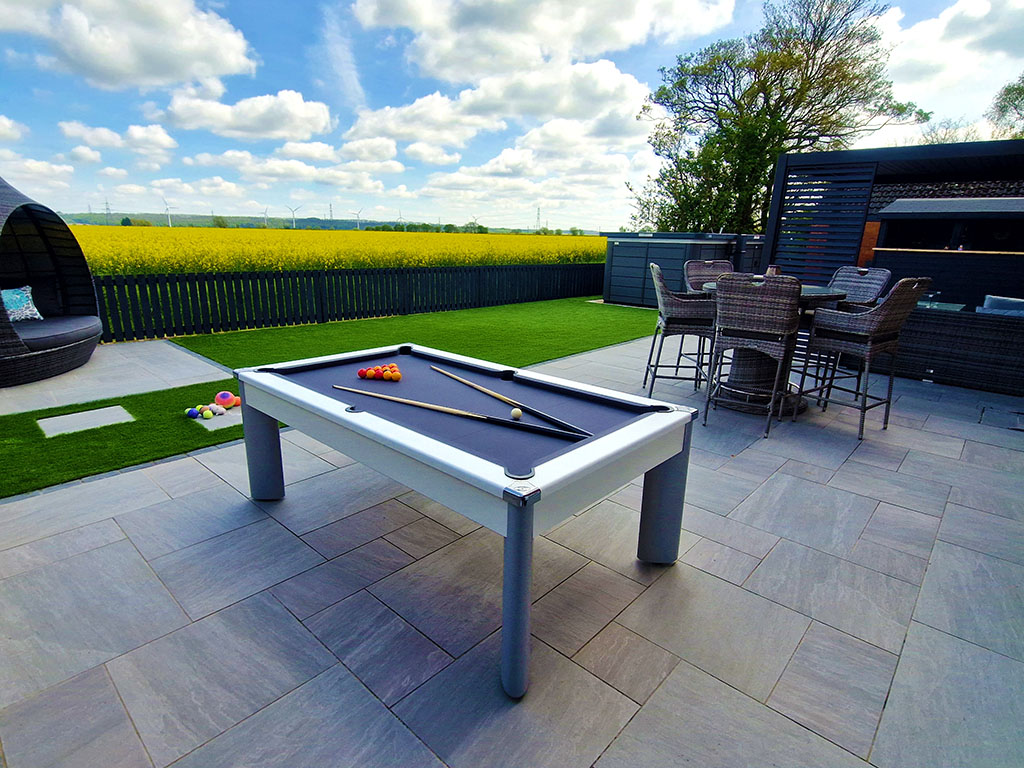 Outdoor pool table dining table outlet combo